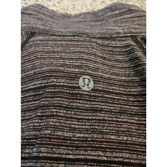 Lululemon Men's Shirt Activewear Quarter Zip Red Gray Black Stripe Size L - Picture 5 of 5